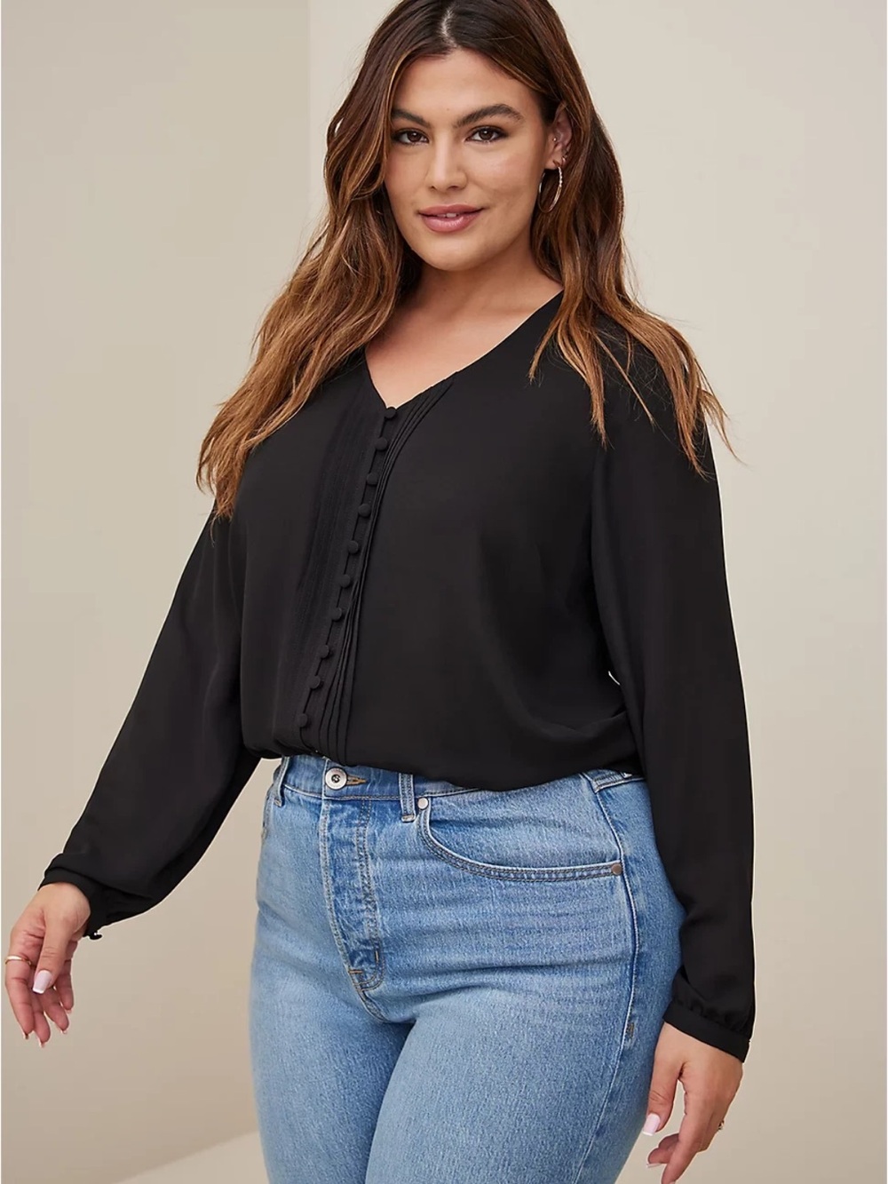 Torrid Georgette Pimtuck Button- Front Blouse NWOT